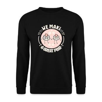 Sushi Lover Secret We Maki A Great Pair Sushi - Unisex Pullover - Schwarz - Vorne - Alina (178cm) & Michal (187cm)