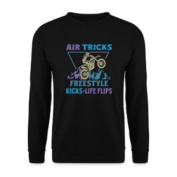 Dirt Biker Riding Air Tricks Freestyle Dirt Bike - Unisex Pullover - Schwarz - Vorne - Alina (178cm) & Michal (187cm)
