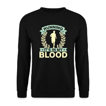 Running It´s In My Blood Marathon Runner Gift - Unisex Pullover - Schwarz - Vorne - Alina (178cm) & Michal (187cm)