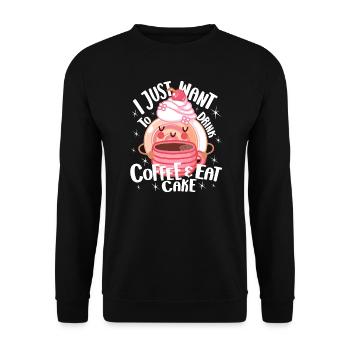 Pastry Lover Just Want Eat Cake Cute Gift - Unisex Pullover - Schwarz - Vorne - Alina (178cm) & Michal (187cm)