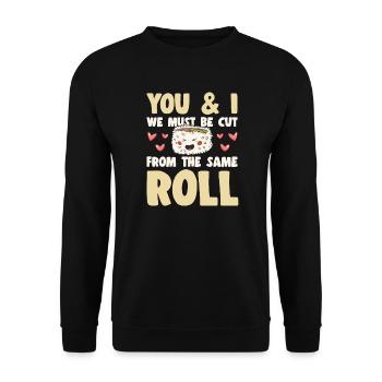 Amateur de cuisine japonaise, nous coupons le même rouleau de sushi - Sweat-shirt Unisexe - noir - Devant - Alina (178cm) & Michal (187cm)