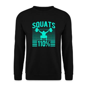 Fitness Fanatics Squats 110% Calisthenics Gym - Unisex Sweatshirt - black - Front - Alina (178cm) & Michal (187cm)