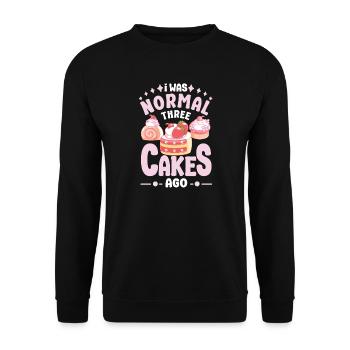 Pastry Lover I was Normal Three Cakes Ago - Unisex Pullover - Schwarz - Vorne - Alina (178cm) & Michal (187cm)