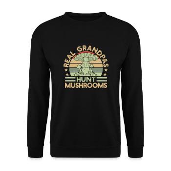 Mushroom Foraging Hunter Grandpas Hunt Mushrooms - Unisex Sweatshirt - black - Front - Alina (178cm) & Michal (187cm)