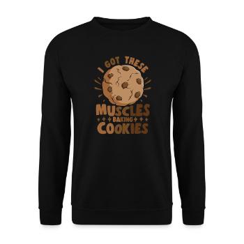 Pastry Lover I Got These Muscles Baking Cookies - Unisex Pullover - Schwarz - Vorne - Alina (178cm) & Michal (187cm)