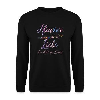 Klavier Pianist Klavier Liebe Piano - Unisex Pullover - Schwarz - Vorne - Alina (178cm) & Michal (187cm)