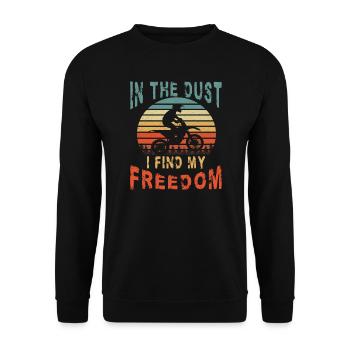 Motard tout-terrain roulant dans la poussière, je trouve ma liberté - Sweat-shirt Unisexe - noir - Devant - Alina (178cm) & Michal (187cm)