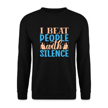 Yoga I Beat People With Silence Funny Yoga - Unisex Pullover - Schwarz - Vorne - Alina (178cm) & Michal (187cm)