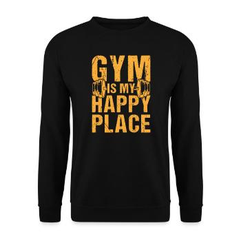 Fitness Motivation Musculation Gym Mon Endroit Heureux - Sweat-shirt Unisexe - noir - Devant - Alina (178cm) & Michal (187cm)