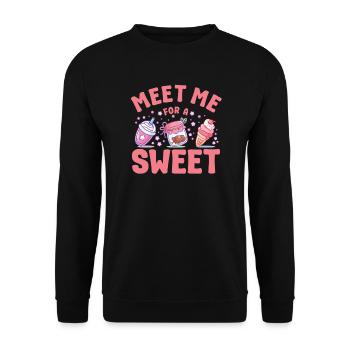 Pastry Lover Meet Me For A Sweet Cute Gift - Unisex Pullover - Schwarz - Vorne - Alina (178cm) & Michal (187cm)