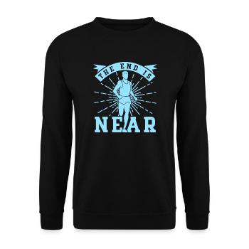 Running The End Is Near Marathon Runner Gift - Unisex Pullover - Schwarz - Vorne - Alina (178cm) & Michal (187cm)