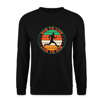 Running Run To Live Live To Run Marathon Runner - Unisex Sweatshirt - black - Front - Alina (178cm) & Michal (187cm)