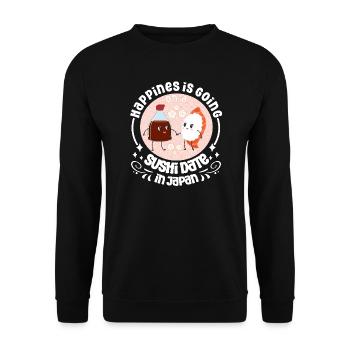 Sushi Lover Happines Is Date Sushi - Unisex Sweatshirt - black - Front - Alina (178cm) & Michal (187cm)