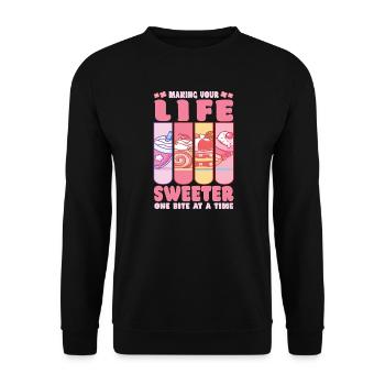 Cake Baker Making Life Sweeter Cupcake - Unisex Sweatshirt - black - Front - Alina (178cm) & Michal (187cm)