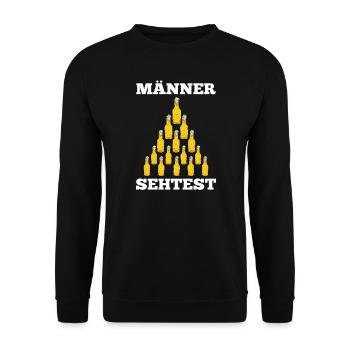 Bier Pyramide Männer Sehtest Bier Spruch - Unisex Pullover - Schwarz - Vorne - Alina (178cm) & Michal (187cm)