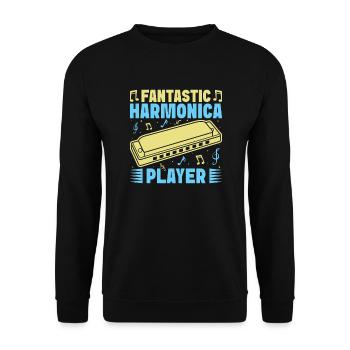 Funny Harmonica Player Fantastic Player Harmonica - Unisex Pullover - Schwarz - Vorne - Alina (178cm) & Michal (187cm)