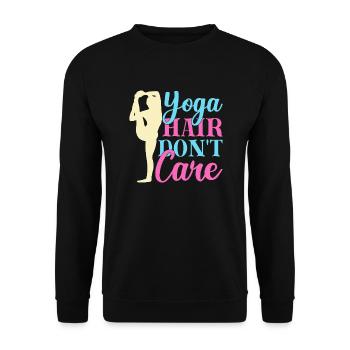 Yoga Cheveux Ne S’en soucie Pas Drôle Yoga - Sweat-shirt Unisexe - noir - Devant - Alina (178cm) & Michal (187cm)