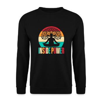 Yoga Inside Power Funny Yoga - Unisex Sweatshirt - black - Front - Alina (178cm) & Michal (187cm)