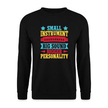 Funny Harmonica Player Small Instrument Big Sound - Unisex Pullover - Schwarz - Vorne - Alina (178cm) & Michal (187cm)