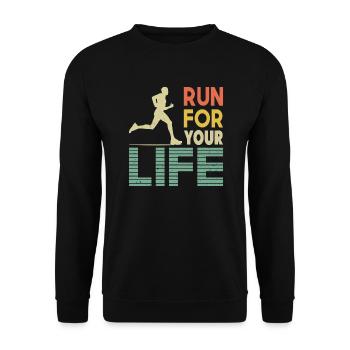 Running Run for Your Life Marathon Runner gifts - Unisex Pullover - Schwarz - Vorne - Alina (178cm) & Michal (187cm)