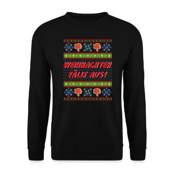 Ugly Christmas Sweater (Kein Weihnachten) - Unisex Pullover - Schwarz - Vorne - Alina (178cm) & Michal (187cm)