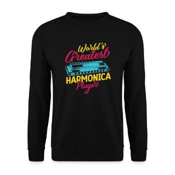 Drôle d’harmoniciste Créateur du monde ́s Créateur - Sweat-shirt Unisexe - noir - Devant - Alina (178cm) & Michal (187cm)