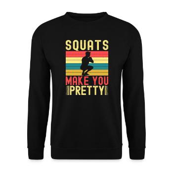 Fitness Fanatics Squats Make You Pretty - Unisex Sweatshirt - black - Front - Alina (178cm) & Michal (187cm)