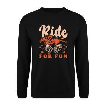 Hobby Horse Rider Ride For Fun English Riding - Unisex Pullover - Schwarz - Vorne - Alina (178cm) & Michal (187cm)