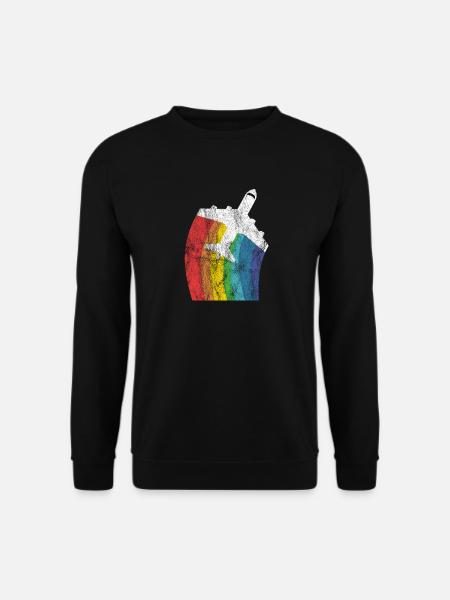 Flieger Flugzeug Geschenk fliegen Regenbogen - Unisex Pullover - Schwarz