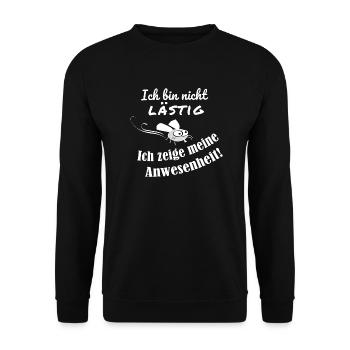 Fliege Lästig Spruch lustig - Unisex Pullover - Schwarz - Vorne - Alina (178cm) & Michal (187cm)