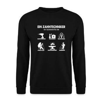 Zahntechnik Lustig Zahnmedizin Dentist Geschenk - Unisex Pullover - Schwarz - Vorne - Alina (178cm) & Michal (187cm)