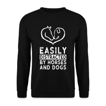 Pferde Hunde - Unisex Pullover - Schwarz - Vorne - Alina (178cm) & Michal (187cm)