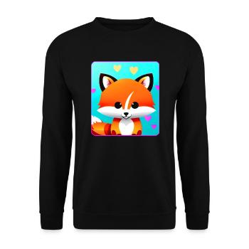 Niedlicher Fuchs mit Herzen - Unisex Pullover - Schwarz - Vorne - Alina (178cm) & Michal (187cm)