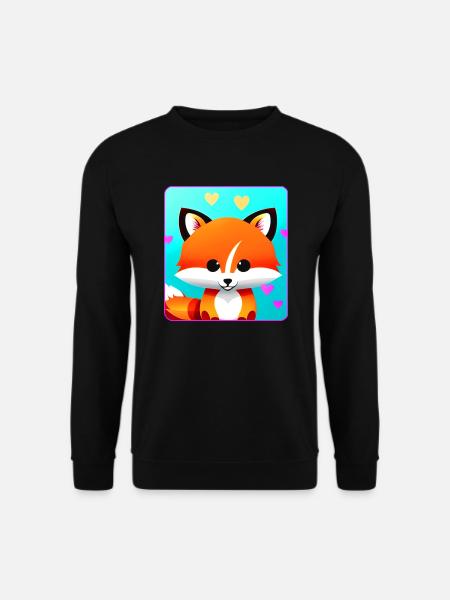 Niedlicher Fuchs mit Herzen - Unisex Pullover - Schwarz