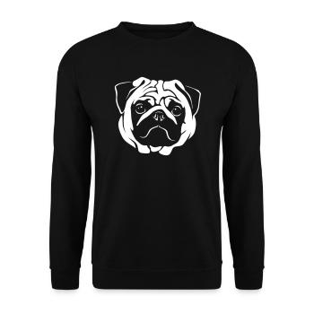Mops Portrait - Negative Stil - Unisex Pullover - Schwarz - Vorne - Alina (178cm) & Michal (187cm)