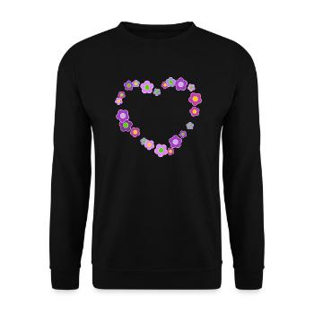 Flower heart - Unisex Sweatshirt - black - Front - Alina (178cm) & Michal (187cm)