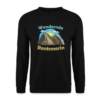 Wandernde Rentnerin | Wandern - Unisex Pullover - Schwarz - Vorne - Alina (178cm) & Michal (187cm)