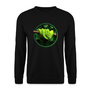 Grüner Baum-Pythonschlange-Reptil-Bewahrer-Chondro-Fan - Unisex Pullover - Schwarz - Vorne - Alina (178cm) & Michal (187cm)