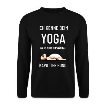 Hund Dog Yoga Position Frauchen Herrchen - Unisex Pullover - Schwarz - Vorne - Alina (178cm) & Michal (187cm)