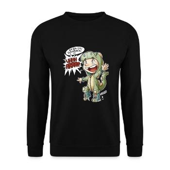 Ich bin ein Dinosaurier! - Unisex Pullover - Schwarz - Vorne - Alina (178cm) & Michal (187cm)