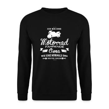 Biker-Oma Shirt-Coole-Oma - Unisex Pullover - Schwarz - Vorne - Alina (178cm) & Michal (187cm)