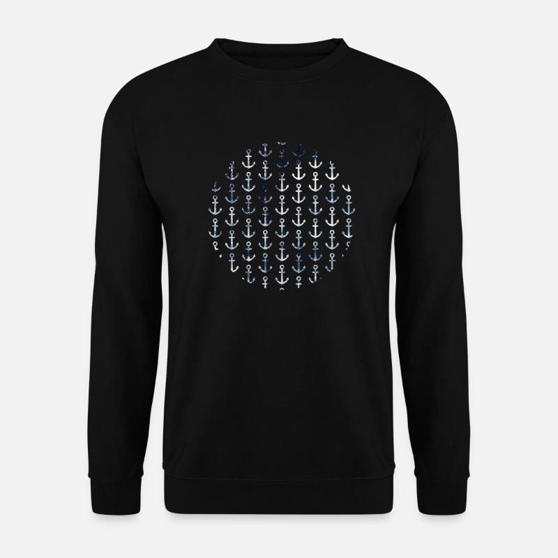Maritimes Anker Muster in Kreisform - Unisex Pullover - Schwarz