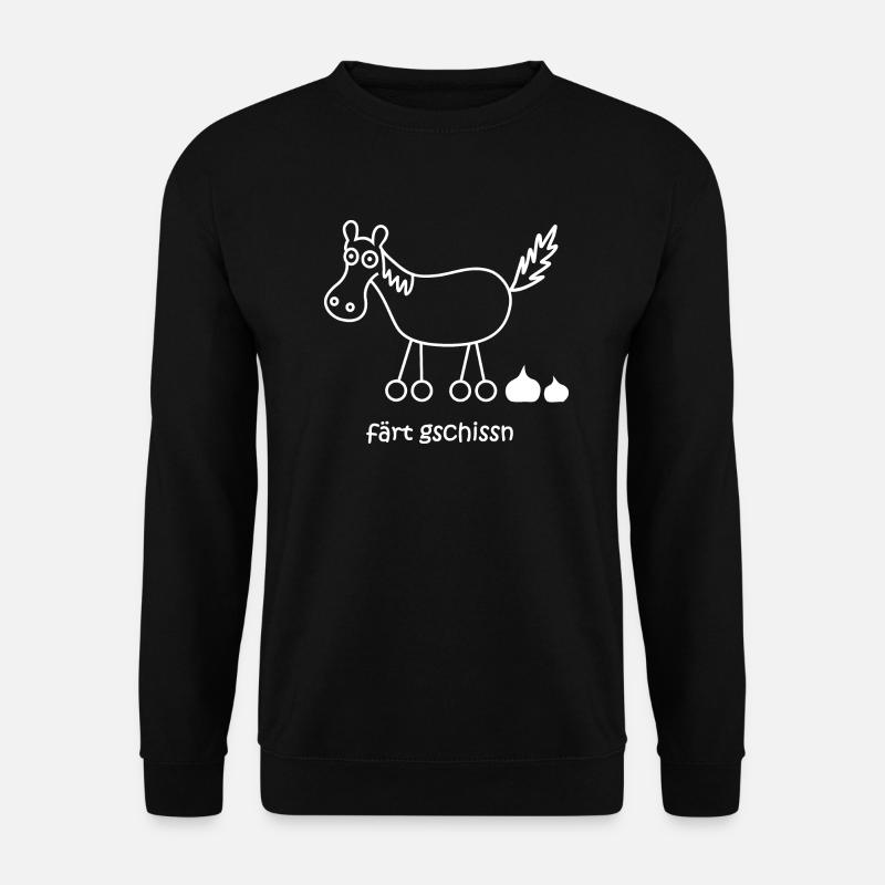 färt, färt gschissn, lustiges Pferdedesign - Unisex Pullover - Schwarz