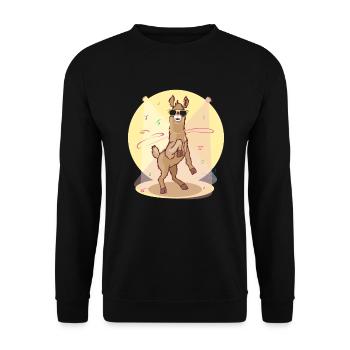 Dabbing Lama - dancing cool llama - Unisex Sweatshirt - black - Front - Alina (178cm) & Michal (187cm)
