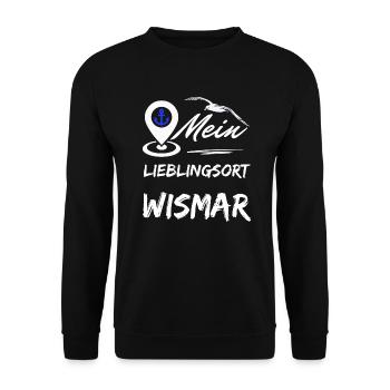 Wismar my favorite place-Hanseatic city of Wismar-Möwe - Unisex Sweatshirt - black - Front - Alina (178cm) & Michal (187cm)