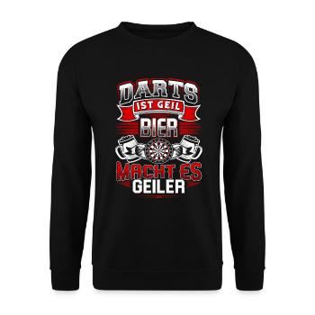 Darts Dart spielen Bier - Unisex Pullover - Schwarz - Vorne - Alina (178cm) & Michal (187cm)