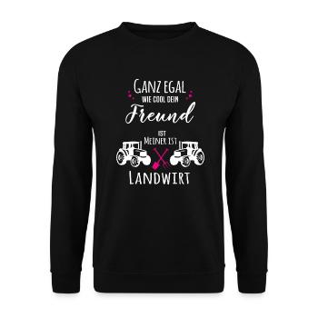 Mein Freund ist Landwirt - Unisex Pullover - Schwarz - Vorne - Alina (178cm) & Michal (187cm)