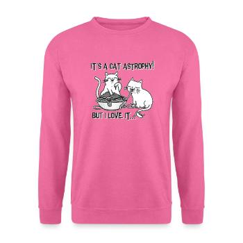 Spaghetti Cats - Deux chats s'amusent avec des pâtes - Sweat-shirt Unisexe - rose - Devant