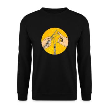 DNA DNS Erbgut stricken häkeln Biologie Science - Unisex Pullover - Schwarz - Vorne - Alina (178cm) & Michal (187cm)