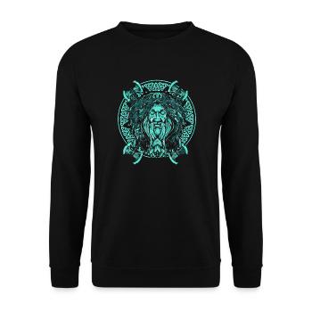 Wikinger Mittelalter Krieger Thor Skandinavien - Unisex Pullover - Schwarz - Vorne - Alina (178cm) & Michal (187cm)